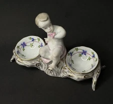 HEREND child Baby Double Salt Dip Hungary Vintage Porcelain