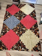 Unfinished Quilt Top Chickens Wire Log Cabin Design 48” X 72” Farm