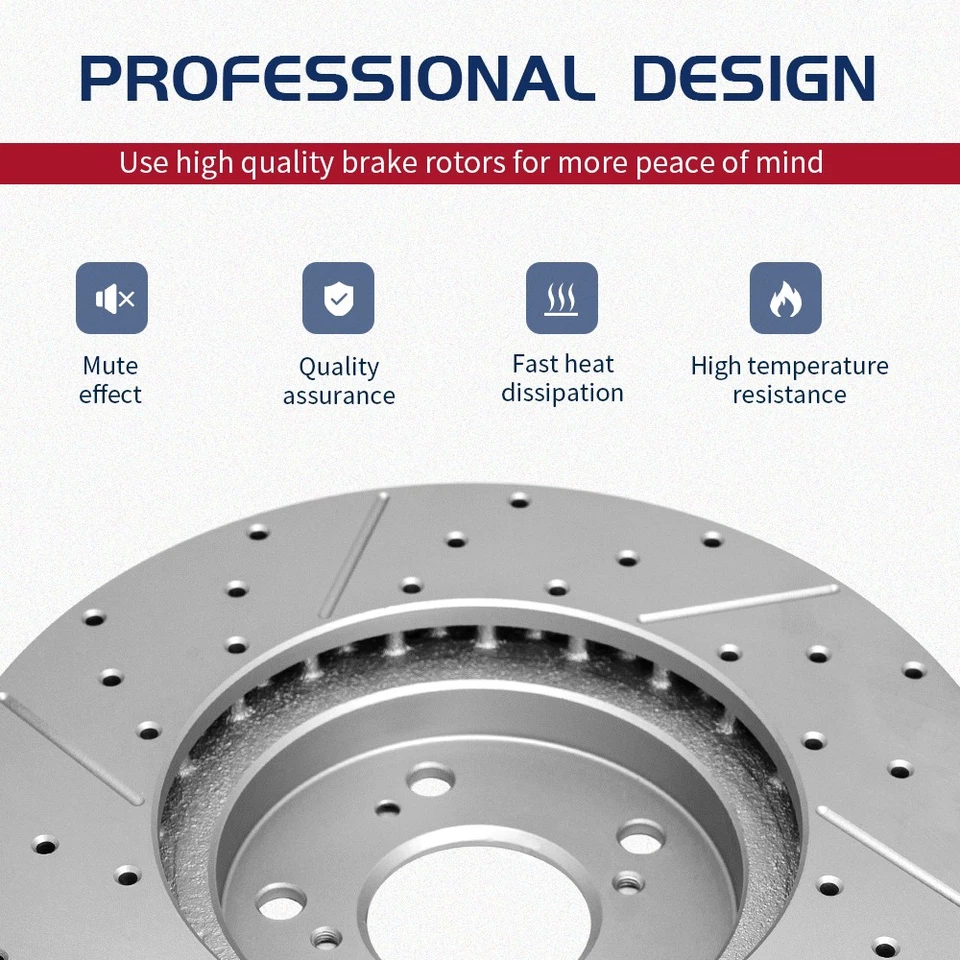 For 2013 - 2017 Honda Accord Front Rear Drilled Disc Rotors Ceramic Brake Pads - Image 3 of 4