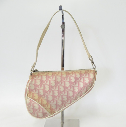 Auth Christian Dior Trotter Saddle Bag PVC Coated Canvas Hand Bag S#53922