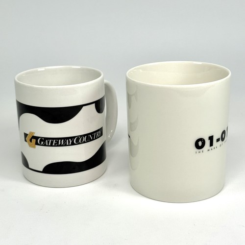 2 Vintage 90s Y2K Coffee Mugs - Gateway Country Cow Print / It’s Coming… - Picture 3 of 15