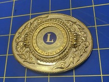 Lion's Club International Belt Buckle Gold Tone