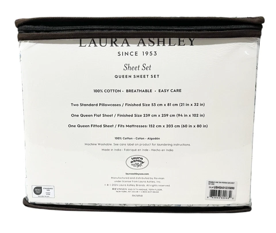 Conjunto de lençóis queen Laura Ashley com fronhas combinando verde videira espinheiro novo em folha - Imagem 2 de 3