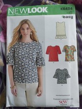 New Look Sewing Pattern K6434 Top Blouse U.S Size 10-22 Uncut