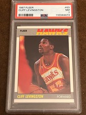 1987 Fleer Basketball - #63 Cliff Levingston Hawks NM PSA 7 (Set Break)
