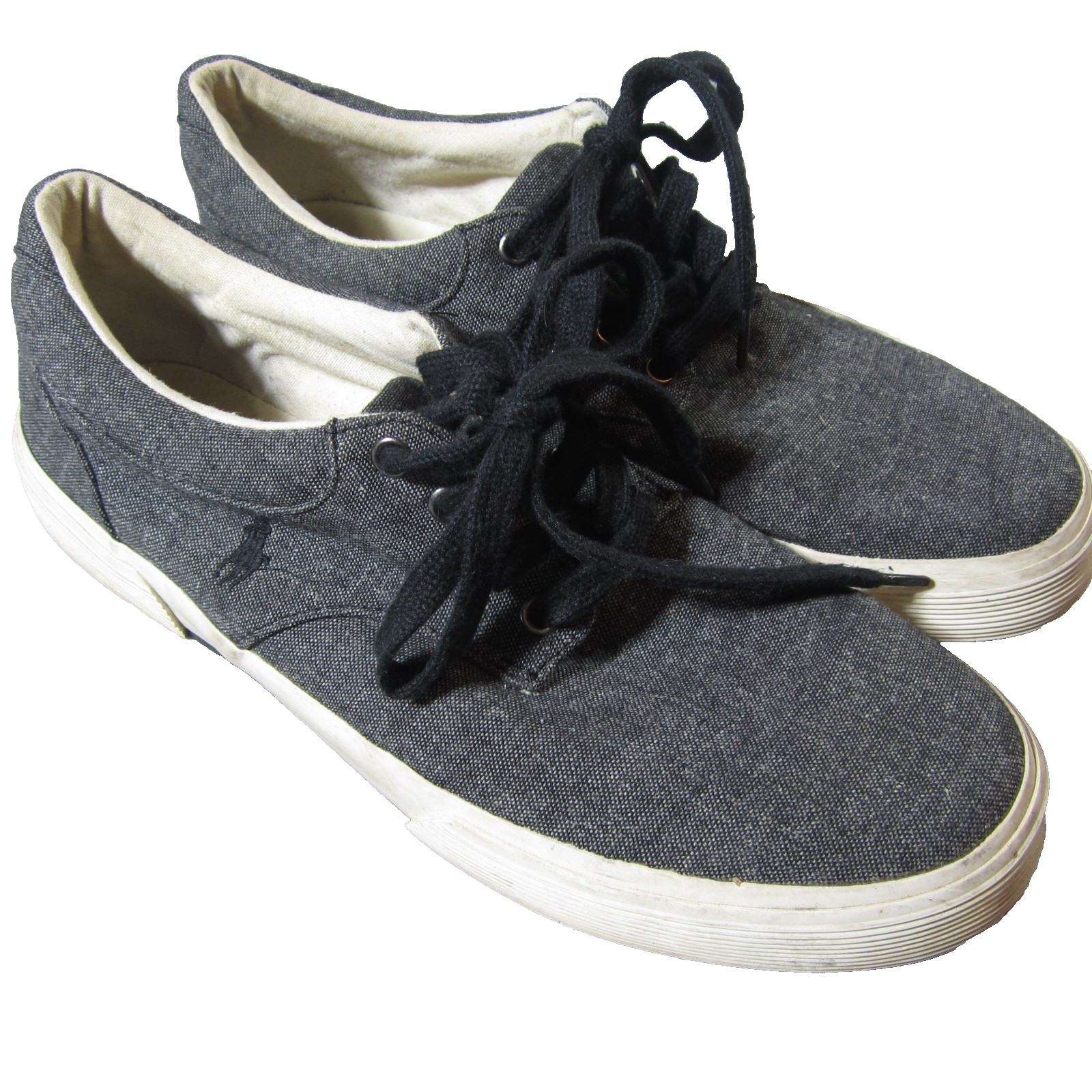 Polo Ralph Lauren Felton Low Canvas Shoes Mens Sz 10D Navy Pony Logo Lace-Up EUC
