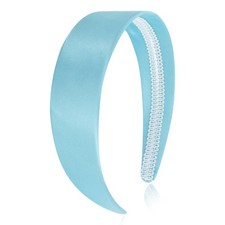 Sky Blue Headband 1.6 Inch Wide Silk Satin Non-Slip Plain Hair Band DIY Gifts