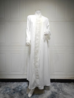 Solid Color Loose Cardigan Robe Long Sleeves Women Muslim Turkey Style Evening