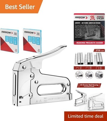 Professional Arrow T50 Chrome Steel Stapler Kit: 3750 Staples for Every Project