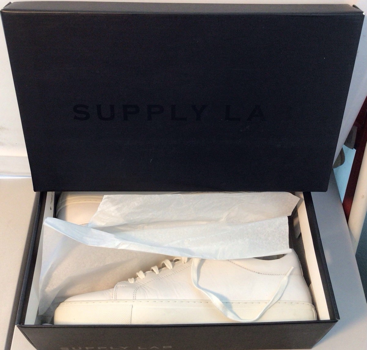 Supply Lab Damian White Leather Sneakers Size 10 1/2 US | eBay display picture 1