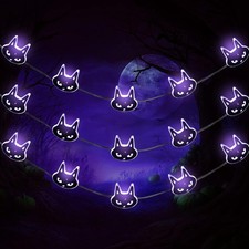 Black Cat Halloween Decor Halloween Black Cat Lights Battery Operated 16.4 Feet