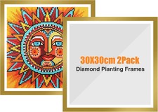 GHHKUD Upgraded 2Pack Diamond Painting Frames, Frames Mittel, 30x30cm-Gold