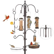 Bird Feeding Station Kit Pole Wild Bird Feeder Hanging Planter Hanger Multi F...