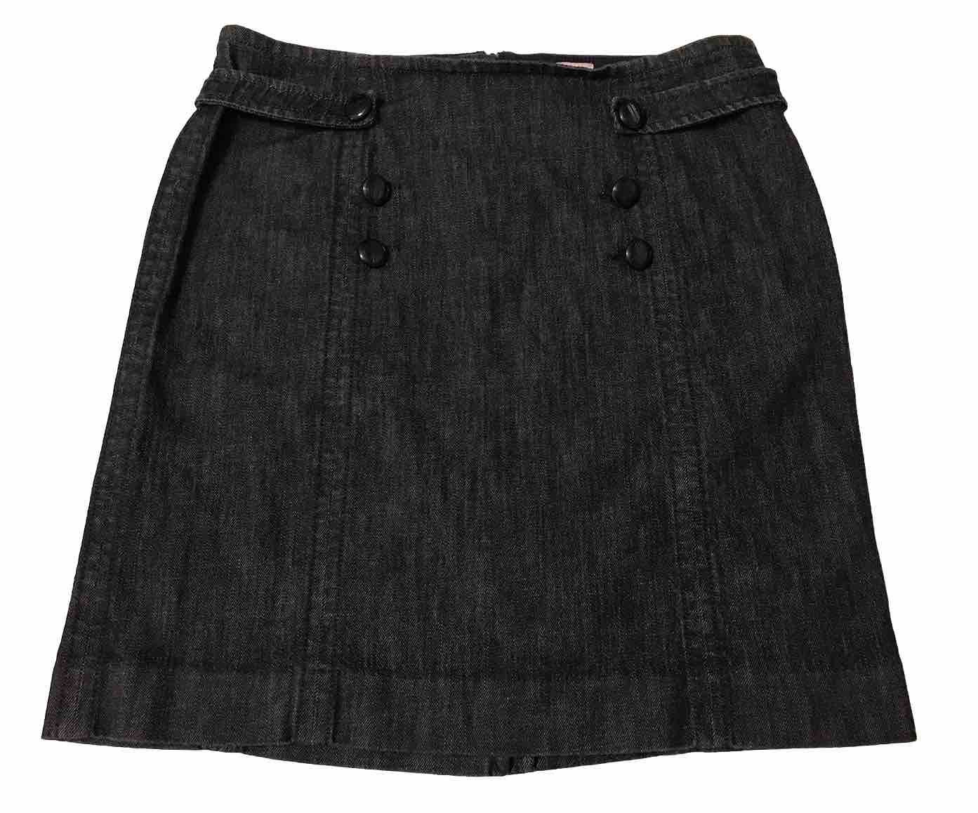 Lilly Pulitzer Denim Sailor Skirt Sz 12 Dk  Blue Nautical Coastal Zipper Stretch