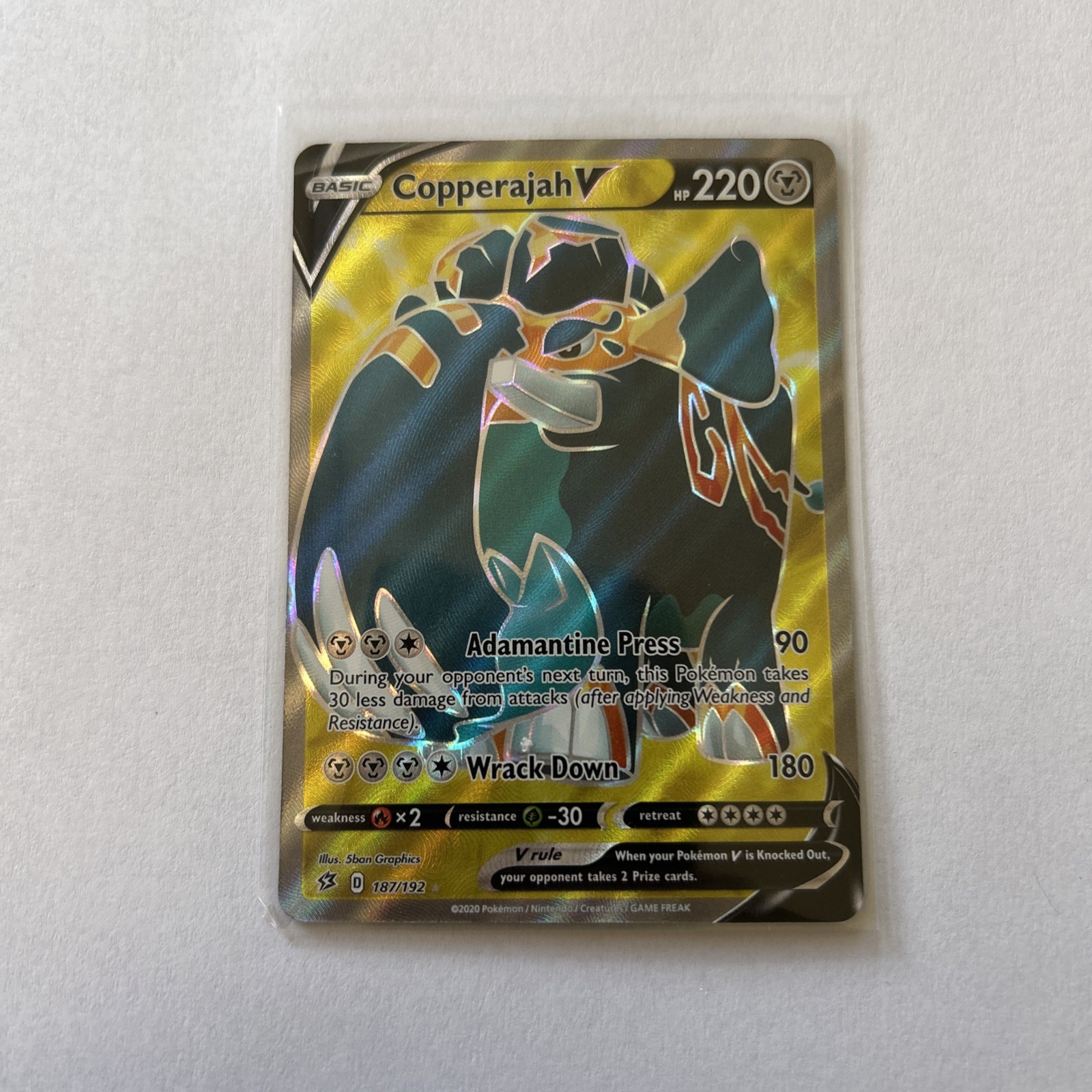 Copperajah V Holo Full Art 187/192 Ultra Rare Rebel Clash Pokemon TCG NM