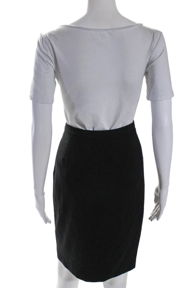 Giorgio Armani Womens Knee Length Pencil Skirt Jet Black Wool Size EUR 36 - Image 3 of 4