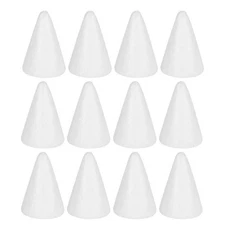 12 PCS 3.9 X 2.8 Inch White Foam Cone Shapes, Polystyrene, Christmas Tree
