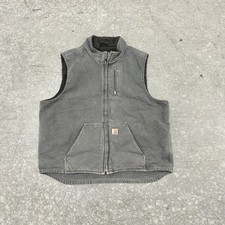 Carhartt Men's Grey Sherpa Lined Full Zip Stand-Up Collar Work Vest Gray 2XL
