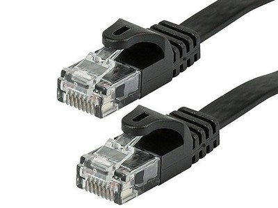Cat5e Cable Flat 10ft Ethernet Patch Cord UTP Bare Copper Sn 350MHz Black