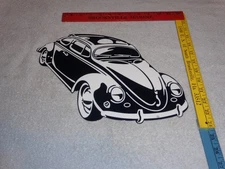 VINTAGE VOLKSWAGEN BEETLE DIE-CUT BUG CAR 14" METAL GASOLINE OIL SIGN VW GERMANY