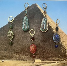 Egyptian Revival, Deco Styled Pharaoh Earrings,  5 Colors, Rhinestones