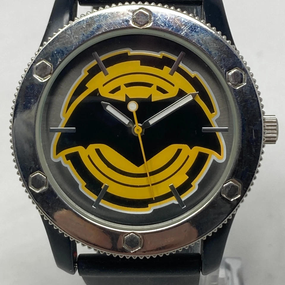Reloj Batman Hombre 43mm Negro Amarillo Accutime DC Comics Silicona Batería Nueva 9.25" Foto 3 de 4
