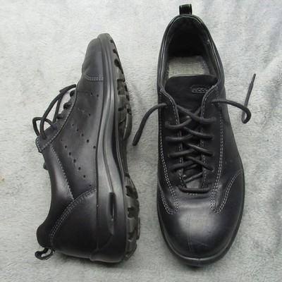 ECCO Womens 6.5 Walking Shoes Black Leather Lace Up Comfort Slip Resistant Work
