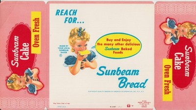 Vintage Sunbeam Oven Fresh Bread Cake Cardboard Package Insert