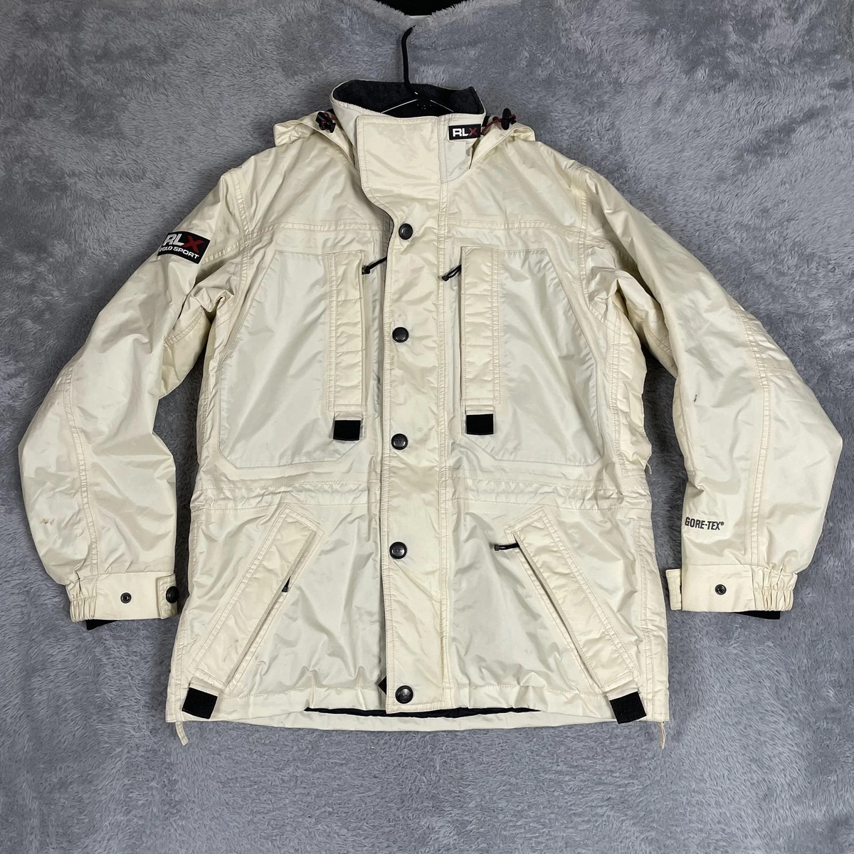 Polo Sport RLX Gore-Tex Jacket Mens Medium Off White Hooded Parka
