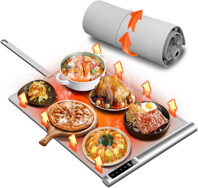 Food Warming Mat - Max Temp 248  with Timer - 8 Heat Levels - Roll-Up Portable