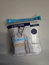 Stafford 4-Pack Men's Tall Dry+Cool Blended Cotton Tank Top White XLT 