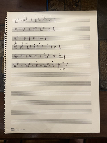 Handwritten Music w/COA Eb-Bb Eb-Bb-C The Who John Entwistle Early 70s Untitled - Picture 1 of 3