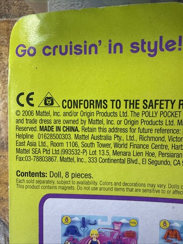 POLLY POCKET Vintage 2006 Quik Clik Car Cool Friends, POLLY CRISSY KERSTIE NUOVO - Foto 3 di 3