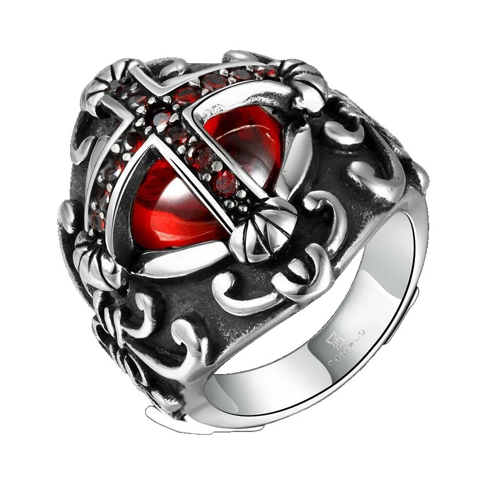 Anillos de Rubí Acero Inoxidable para Hombres