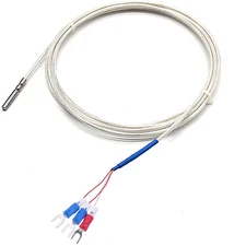 RTD Pt100 Temperature Sensor Probe,  Waterproof Stainless Steel Thermistor Three