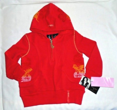 Toddler Girls Designer BABY PHAT Top Red Hooded Jacket Pullover Sz 4 HTF