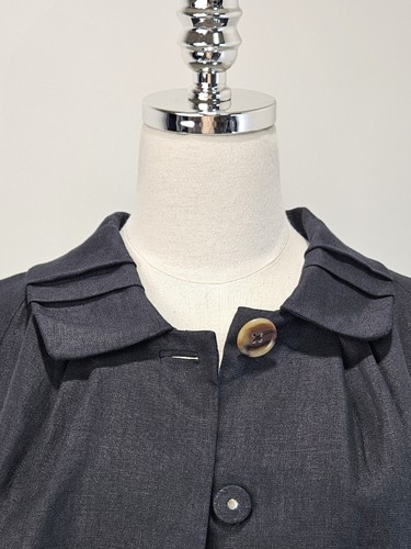 Anne Klein Womens Linen Jacket Cape 16 Pleated Collar and Back Minimalist - Picture 7 of 12