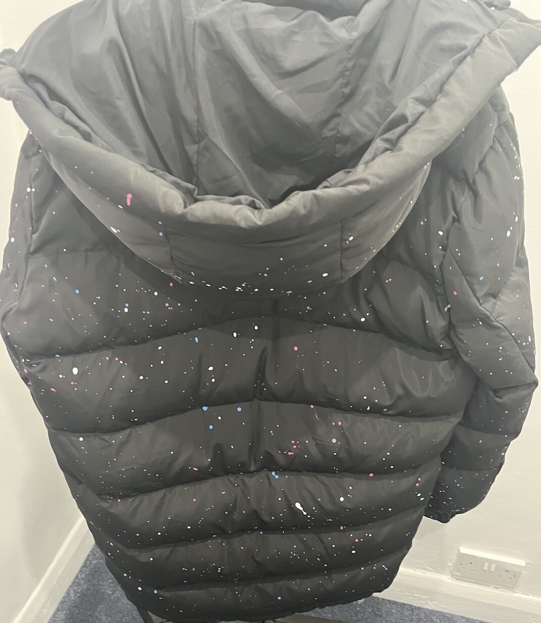 Black nvlty long puffer coat medium image 9