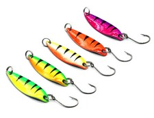 5 X Cuillères Ondulant Truite Area Spoon 2 Gr Truite + Boite Boîtes AMO SINGOLO
