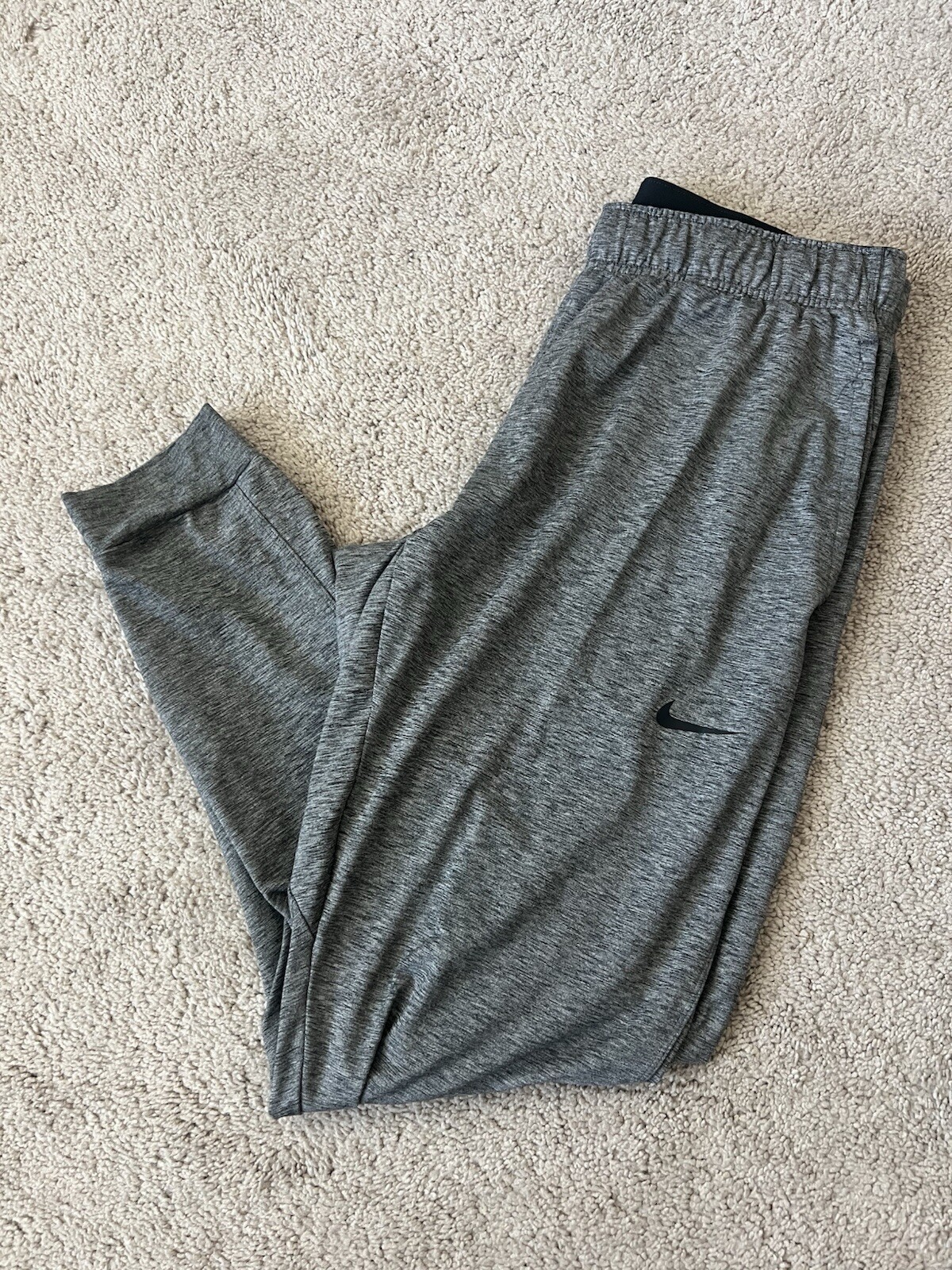 Nike Joggers Mens Large Dri Fit Heathered Gray Standard Fit Logo Sweatpants-image
