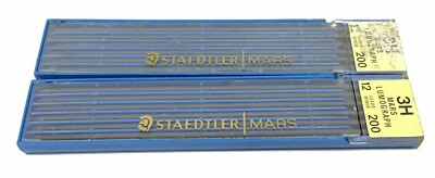 VINTAGE STAEDTLER MARS LUMOGRAPH Black 200-3H 2 Packs of 12 Leads NEW OLD STOCK