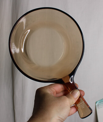 Vintage Vision Corning USA Ware Amber Brown 0.5 L Sauce Pan Pot Pyrex