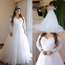 Plus Size Off Shoulder Lace Wedding Dresses Elegant Lace Applique Bridal Gowns