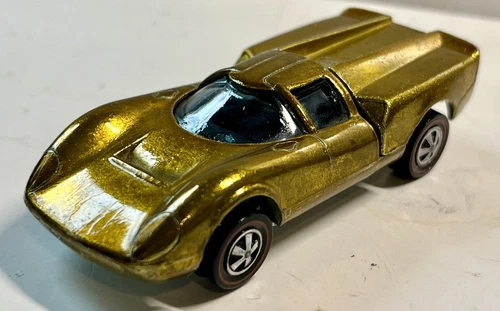 Nice Vintage Hot Wheels Redline #6254 Lola GT70 in Spectraflame Gold & USA Base!