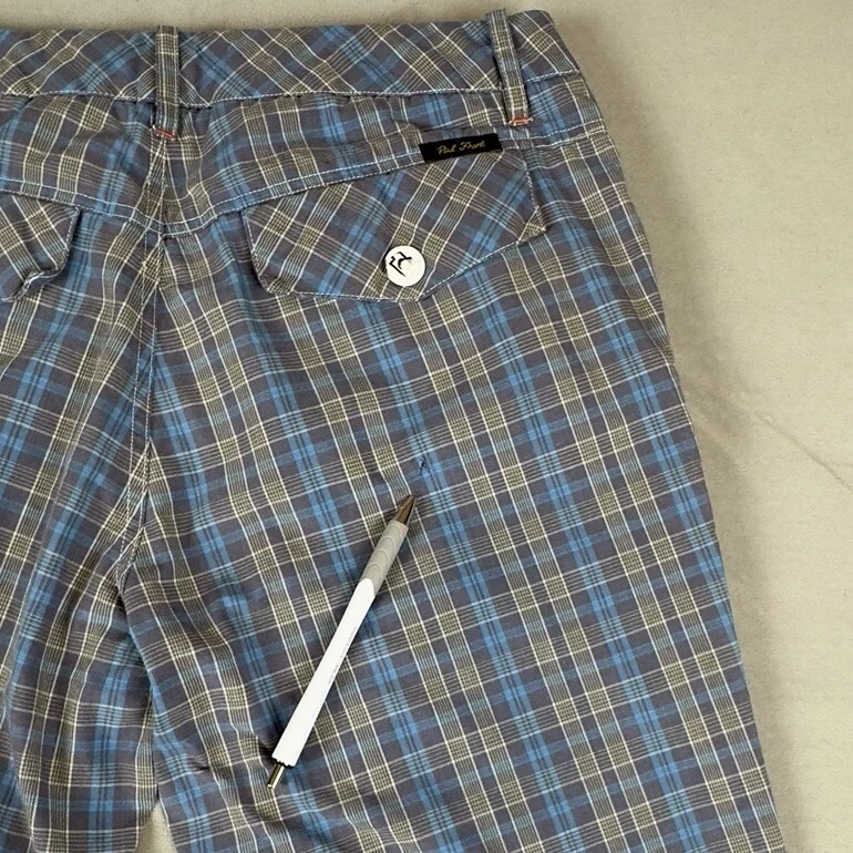 Calça de golfe PAUL FRANK masculina 30 xadrez azul cinza frente plana 30x30 *LEIA* - Imagem 3 de 4