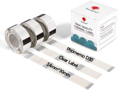 Phomemo D30 Klar Transparent Thermoetiketten - Selbstklebend, 14x30mm/0,55x1,18 Zoll