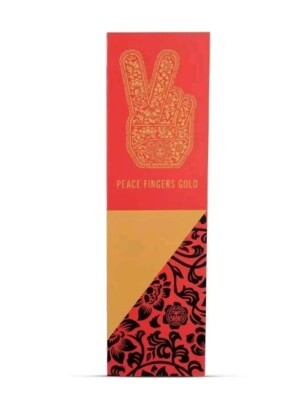 2024 Gold Shepard Fairey Peace Fingers Sculpture SIGNED Ltd Ed of