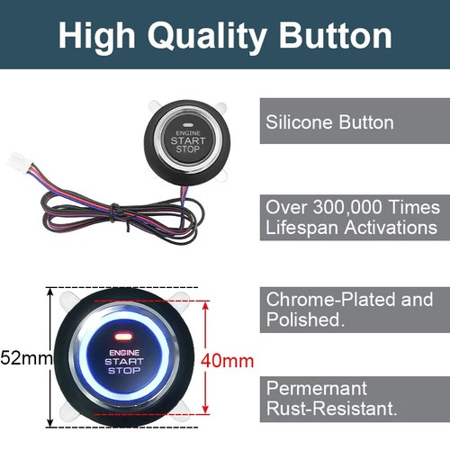 Car Alarms Remote Control Engine Start Alarms System Push Button Remote Starter - Picture 9 of 16