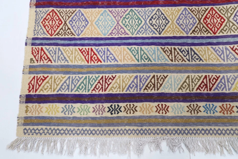 7 x 10 ft Soumak Kilim Area Afghan Hand Knotted Wool Kilim Living Room kilim - Image 3 of 4