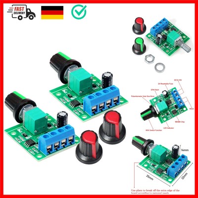 2pcs PWM Niederspannungs-Motordrehzahlregler DC 1.8V 3V 5V 6V 12V 2A 1803B Ei...